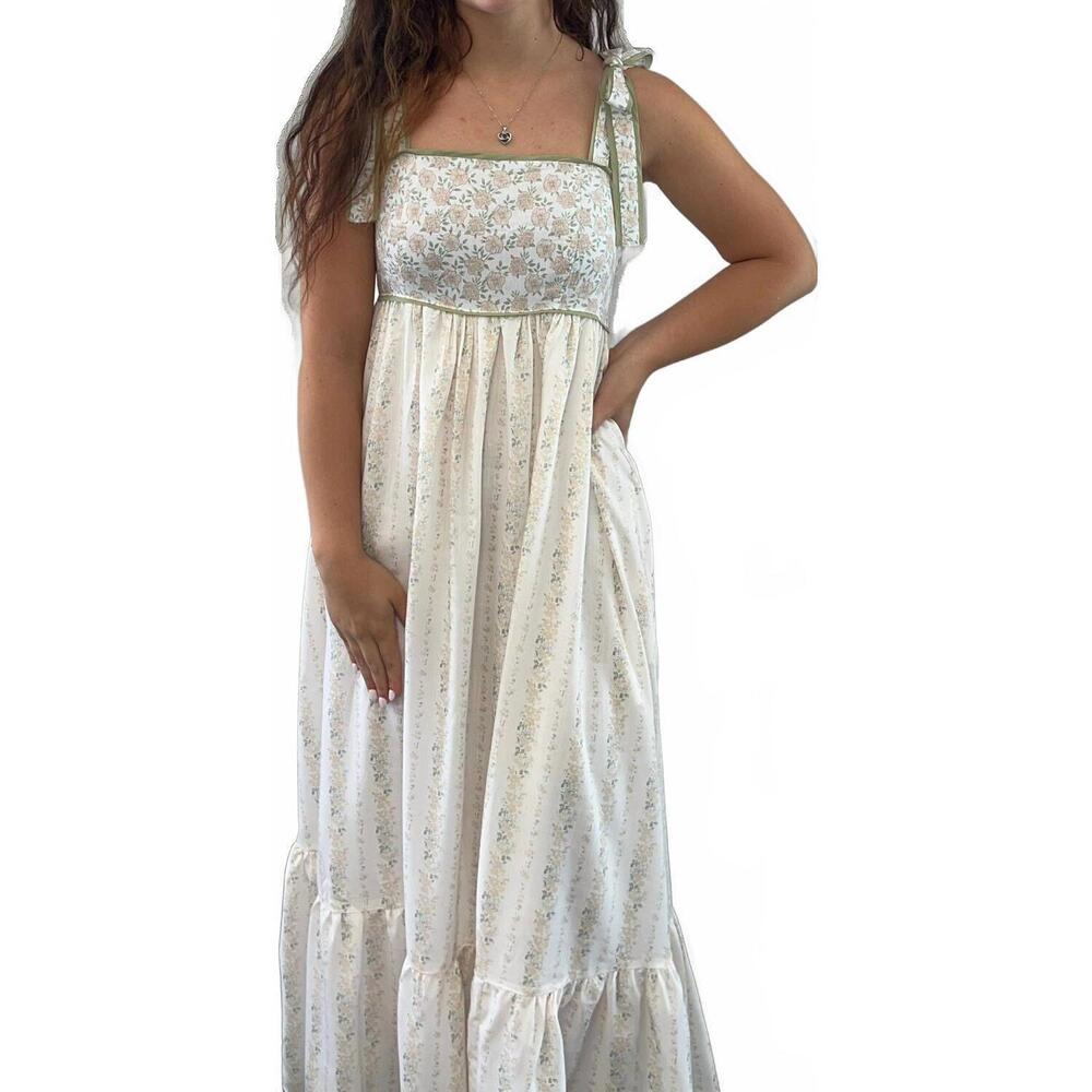 NEW IN-LOOM floral maxi in peach and sage